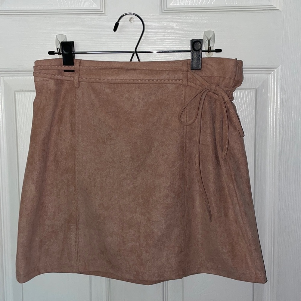 Pinkish/Tan Suede Wild Honey Fitted Mini Pencil Skirt